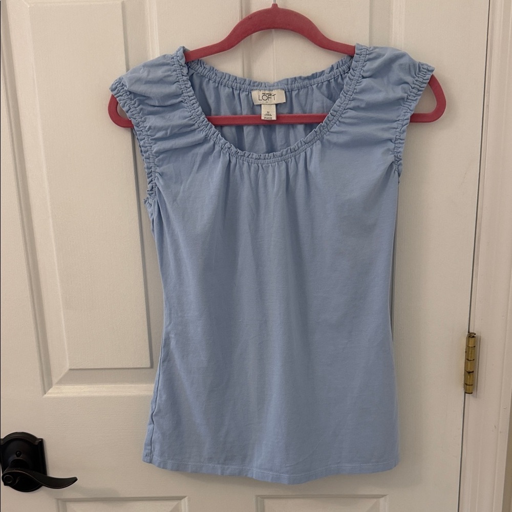 LOFT Sky Blue Ruffled Blouse